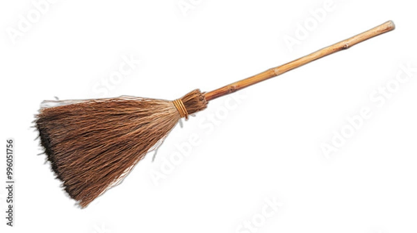 Fototapeta A broomstick hovering in mid-air isolated on a plain white background