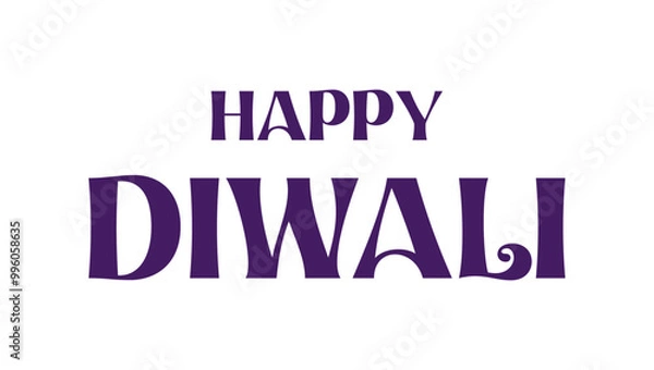 Fototapeta modern stylish Happy Diwali text vector with purple font color and white background, Happy Diwali text design, Happy Diwali cursive font design, Diwali Festival,  event, marketing, designing
