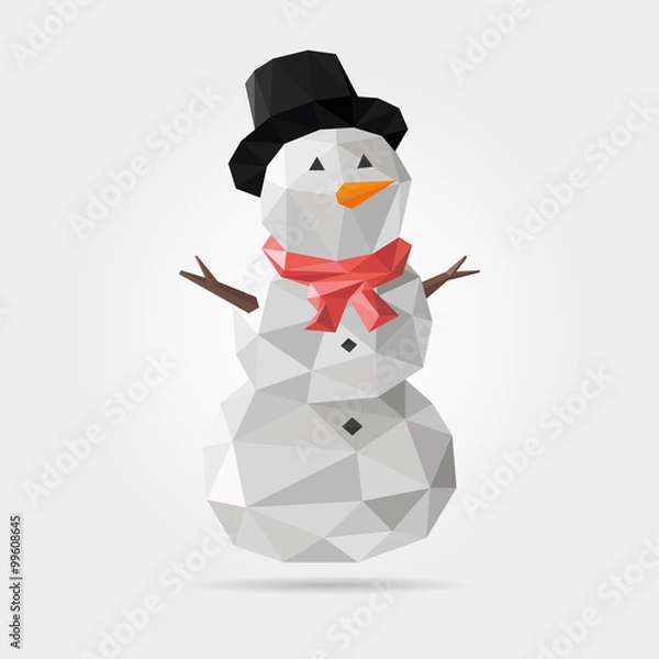Obraz Polygonal Snowman in Vector
