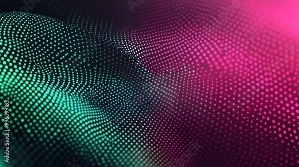 Fototapeta A colorful abstract background with a wave pattern of small dots.