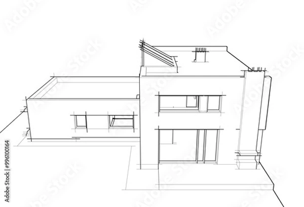 Fototapeta Architectural drawing vector 3d illustration