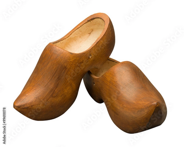 Obraz Wooden dutch clogs isolated on white background