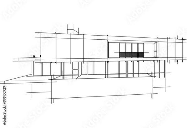 Fototapeta Architectural drawing vector 3d illustration