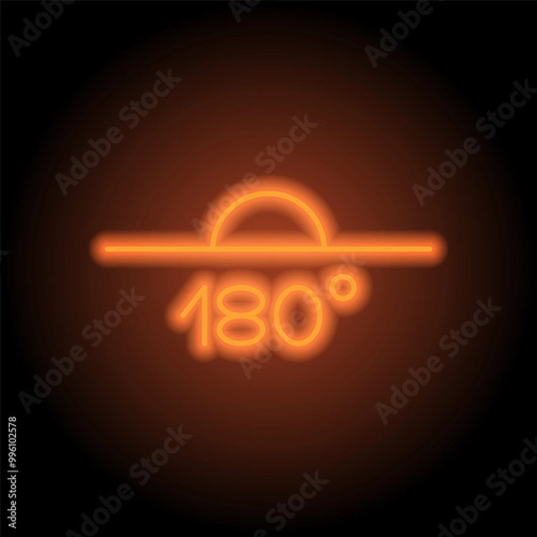 Fototapeta 180 degrees angle simple icon vector. Flat design. Orange neon on black background