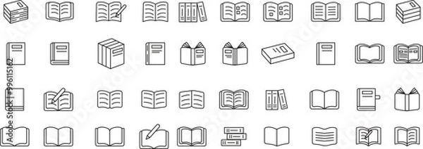 Fototapeta Set of Books outline icon bundle design 