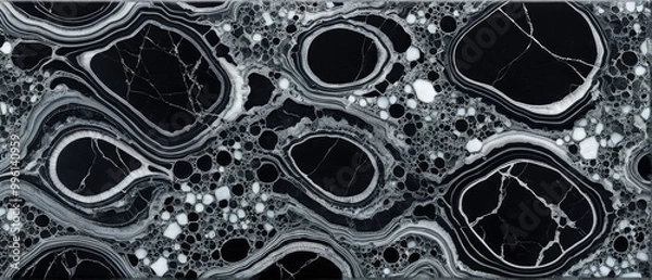 Fototapeta Abstract Marble Texture with Black and White Swirls