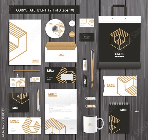 Fototapeta Vector artistic corporate identity template with color elements. 