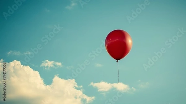 Obraz Single Red Balloon in Clear Blue Sky