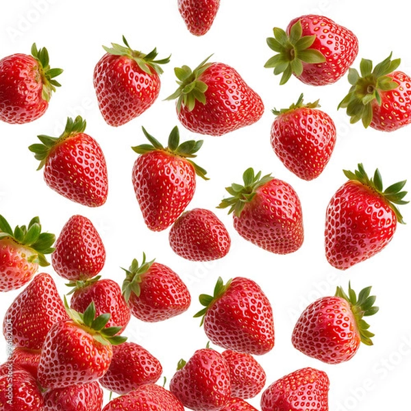 Fototapeta Fresh Strawberries in Air isolated on a transparent background 