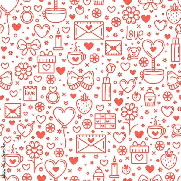Fototapeta Seamless Pattern for st. Valentine's Day
