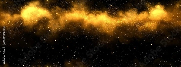 Obraz Seamless Abstract magic gold dust background over black. Beautiful golden art widescreen background , isolated on white background, , copy space for text,