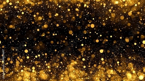 Fototapeta Seamless Background with falling golden glitter particles. Falling gold confetti with magic light. Beautiful light background , isolated on white background, , copy space for text,