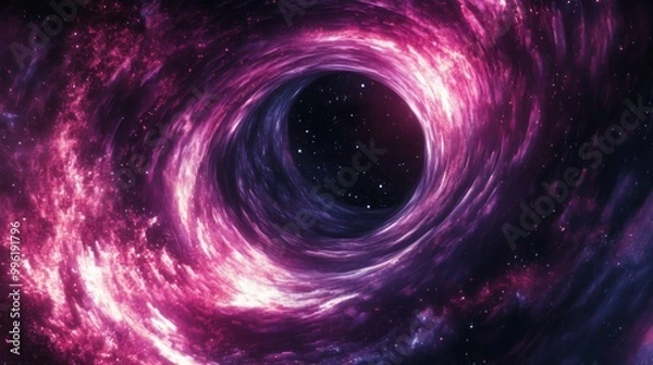 Fototapeta A Pink and Purple Swirling Galaxy with a Dark Hole in the Center
