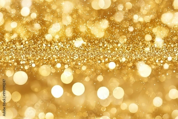 Fototapeta Seamless Gold celebration background for anniversary, New Year Eve, Christmas, falling coins, wedding or birthday , isolated on white background, , copy space for text,