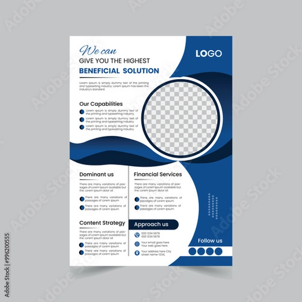 Obraz Corporate Clean and minimal business Flyer design template.