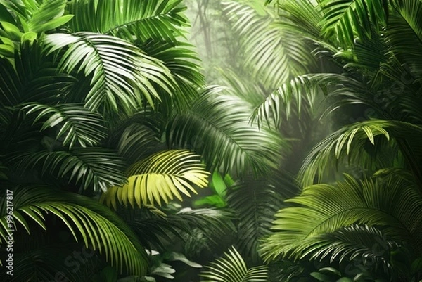 Fototapeta vegetation nature plant green natural environment foliage background 3d render. with generative ai