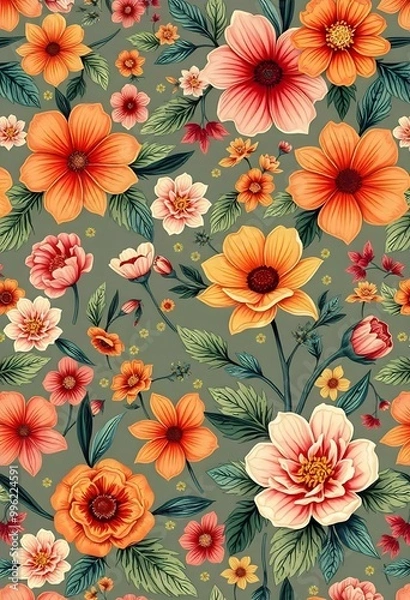 Fototapeta Spring seamless  floral pattern