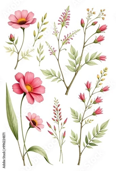 Fototapeta pattern with pink flowers