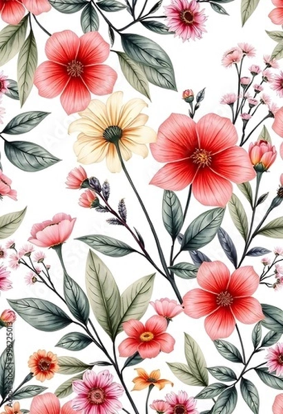 Fototapeta seamless floral pattern