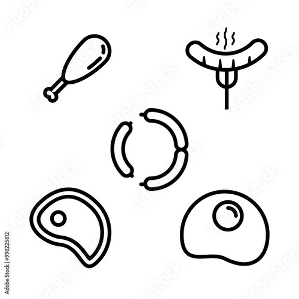 Obraz set of icons of food in black and white
