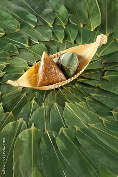 Obraz Zongzi and Zongzi leaves