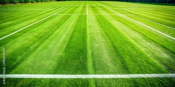 Fototapeta Closeup of grass tennis court Freshly cut grass on the tennis court AI Generative