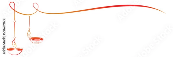 Fototapeta diwali candle line art style