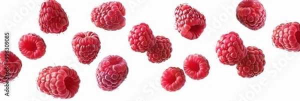 Obraz Raspberry closeup view isolated over white background