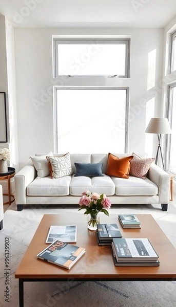 Fototapeta Modern Comfort: Bright Minimalist Living Room