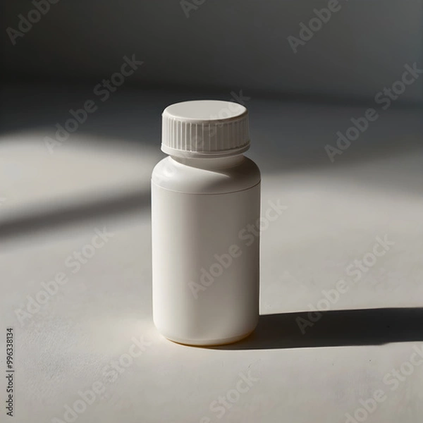 Obraz Unmarked plain white plastic pill bottle