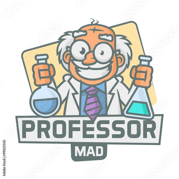 Fototapeta Professor emblem holding test tubes