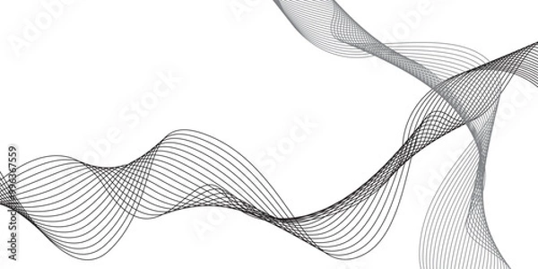 Fototapeta Abstract wave element for design. Digital frequency track equalizer. Stylized line art background, Abstract white wavy with blurred light curved line background.  Blending line background .