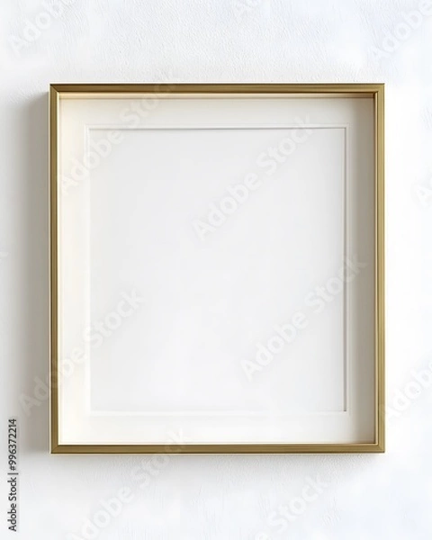 Fototapeta Empty gold frame isolated on white background.
