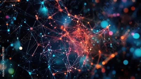 Fototapeta Abstract AI-generated patterns resembling neural connections, visualizing artificial intelligence learning and adapting in real time.