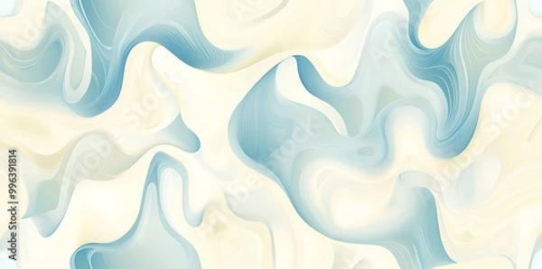 Fototapeta Digital illustration of light blue and cream lines,seamless pattern