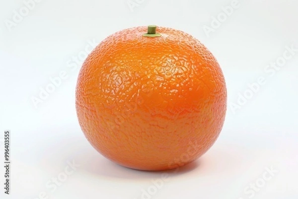 Fototapeta A single orange sitting on a clean white surface
