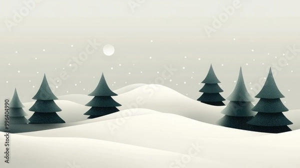 Fototapeta Elegant and minimal Christmas card with stylized Christmas trees, perfect for conveying seasonal cheer in a refined and understated manner