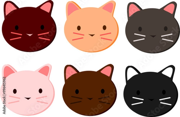 Fototapeta cat faces set. vector graphics