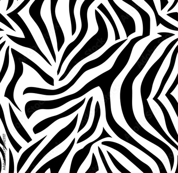 Fototapeta Black and white zebra print seamless pattern