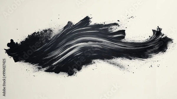 Obraz Abstract black paint stroke on a white background.