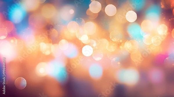 Fototapeta Blur bookeh colorful lights or flashes on a tan color background