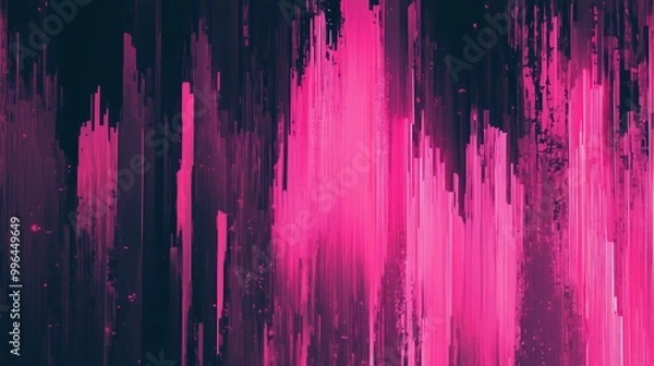 Fototapeta Bright abstract streaks in shades of pink creating a dynamic pattern, conveying energy and movement against a dark background.