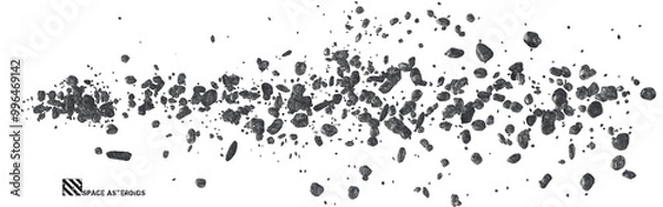 Fototapeta 3D render of space asteroids isolated illustration