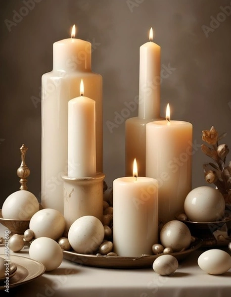 Fototapeta christmas candles and decorations