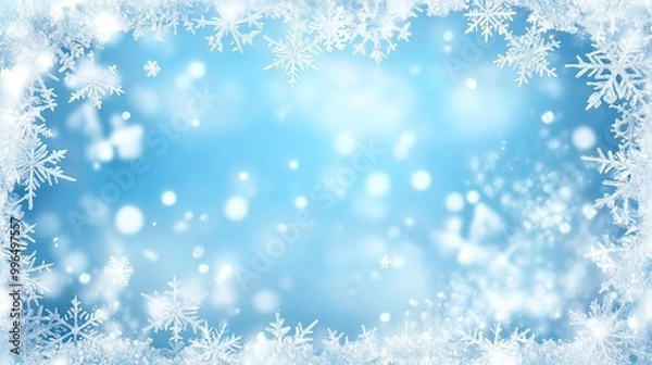 Obraz Winter Wonderland: Blue Sky and Sparkling Snowflakes