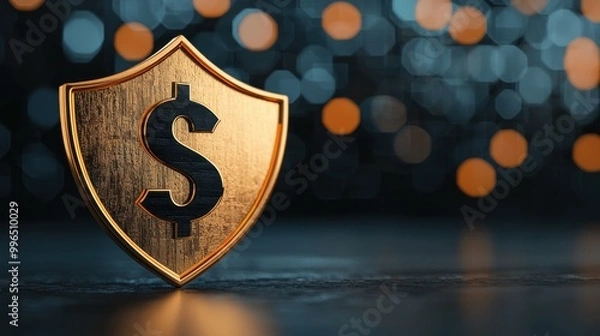 Fototapeta golden shield with background