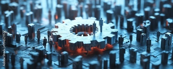 Fototapeta Corporate leaders, integrating cuttingedge technology into business strategy, 3D illustration