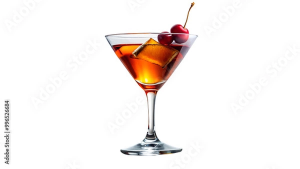 Fototapeta manhattan cocktail isolate on transparency background