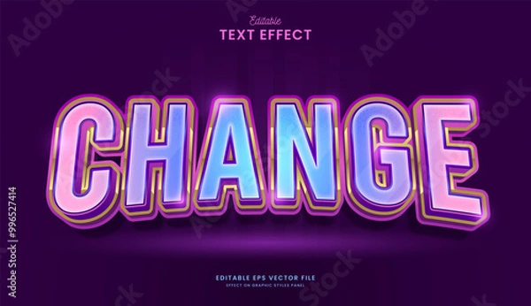 Obraz decorative neon change editable text effect design