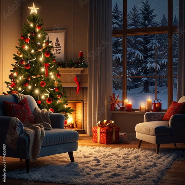 Obraz christmas tree with presents